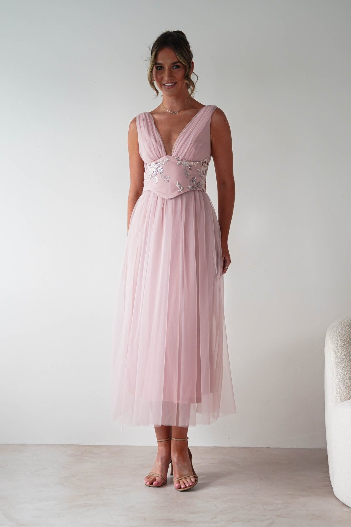 Cecilia Tulle Maxi Dress | Blush Pink-Oh Hello Clothing