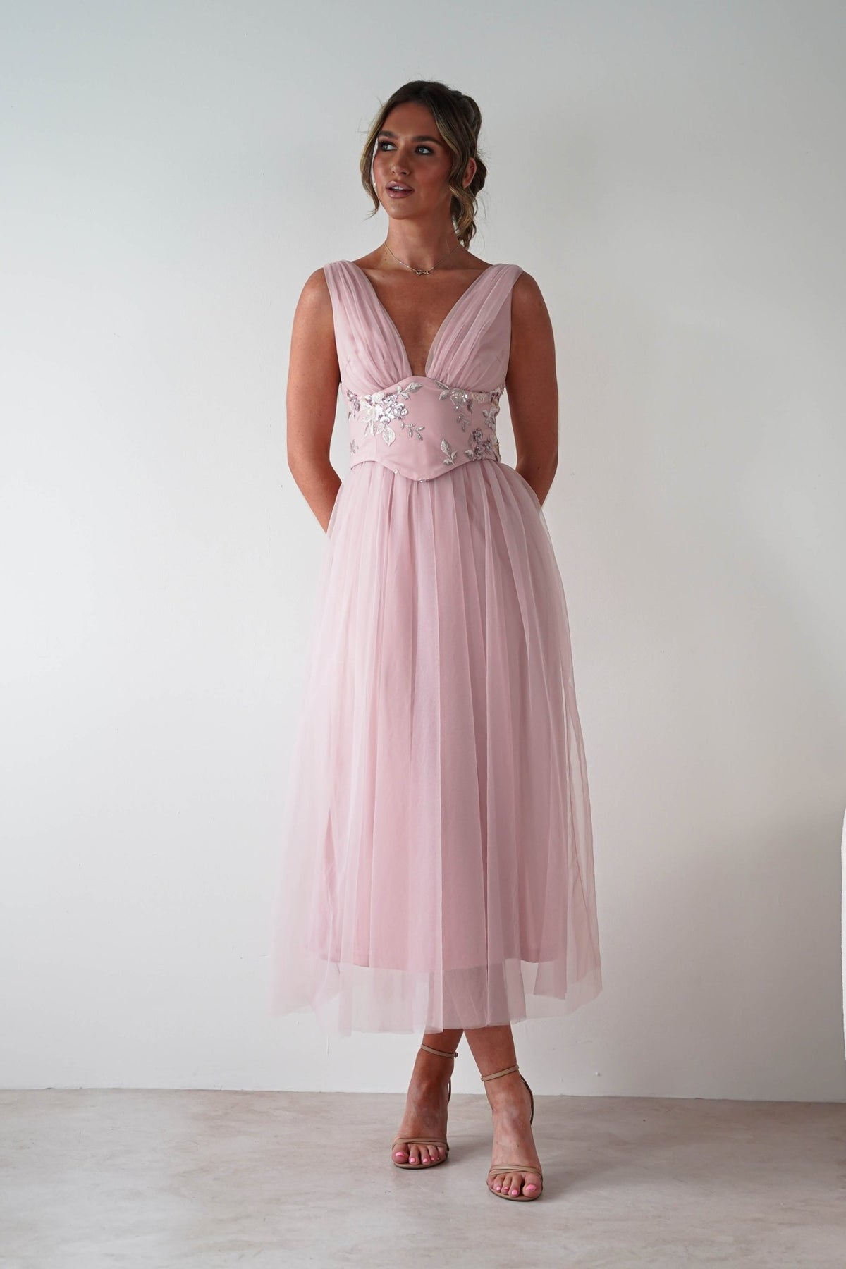 Cecilia Tulle Maxi Dress | Blush Pink-Oh Hello Clothing