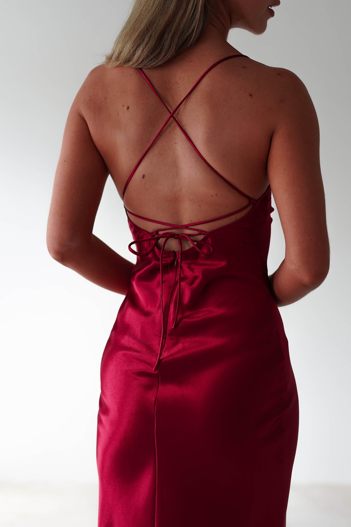 Celinee Satin Maxi Gown | Red-Oh Hello Clothing