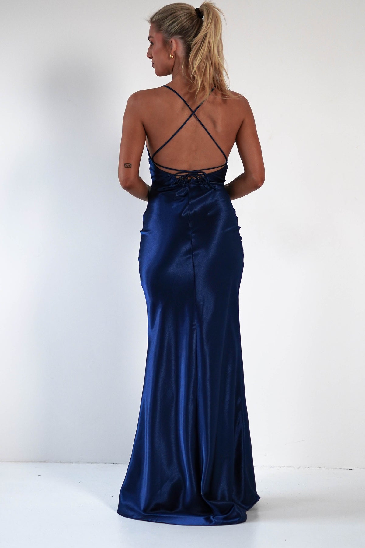 Celinee Satin Maxi Gown | Royal-Oh Hello Clothing