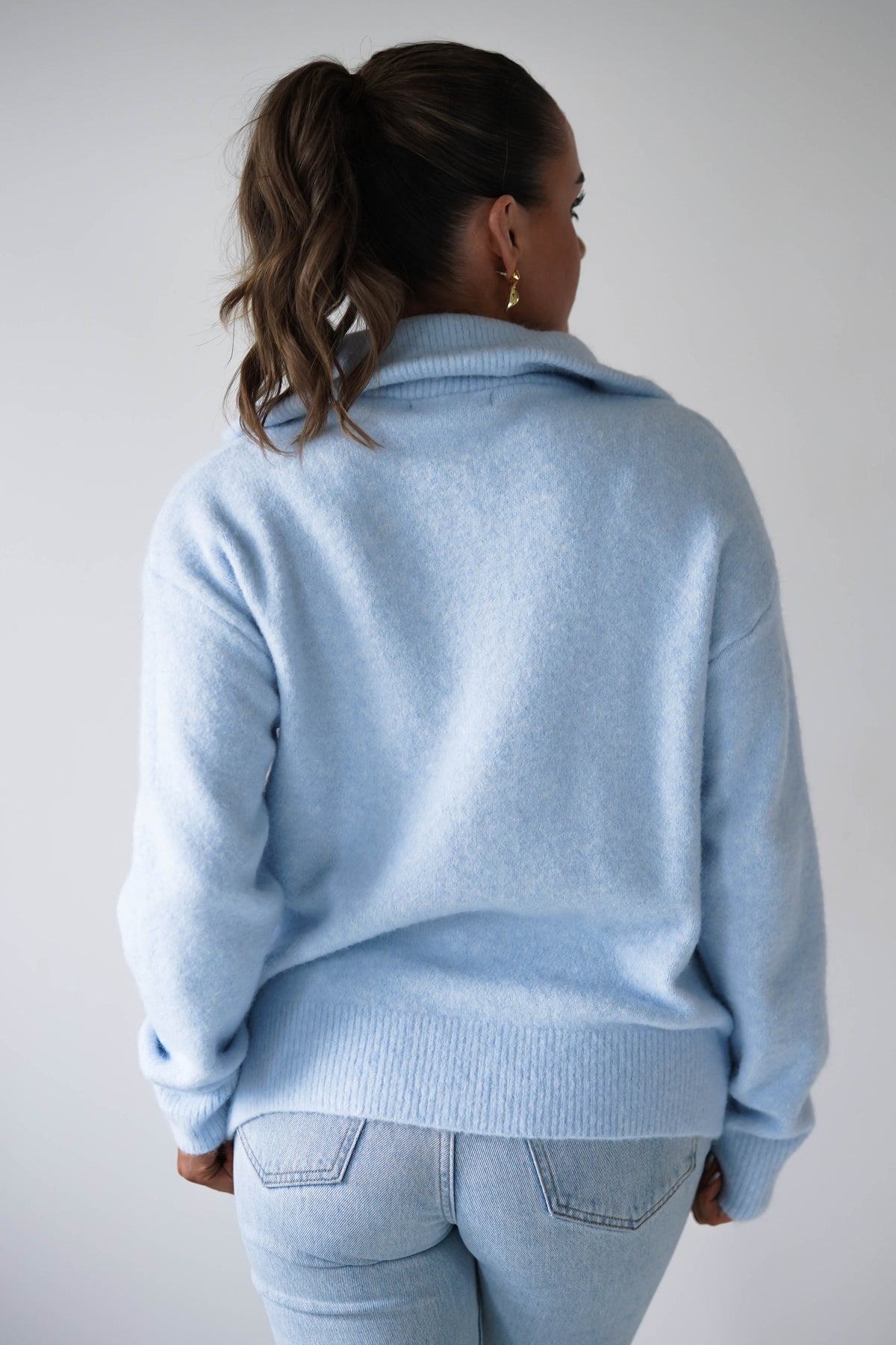 Chaney Half Pink Zip Jumper | Blue-Oh Hello Clothing