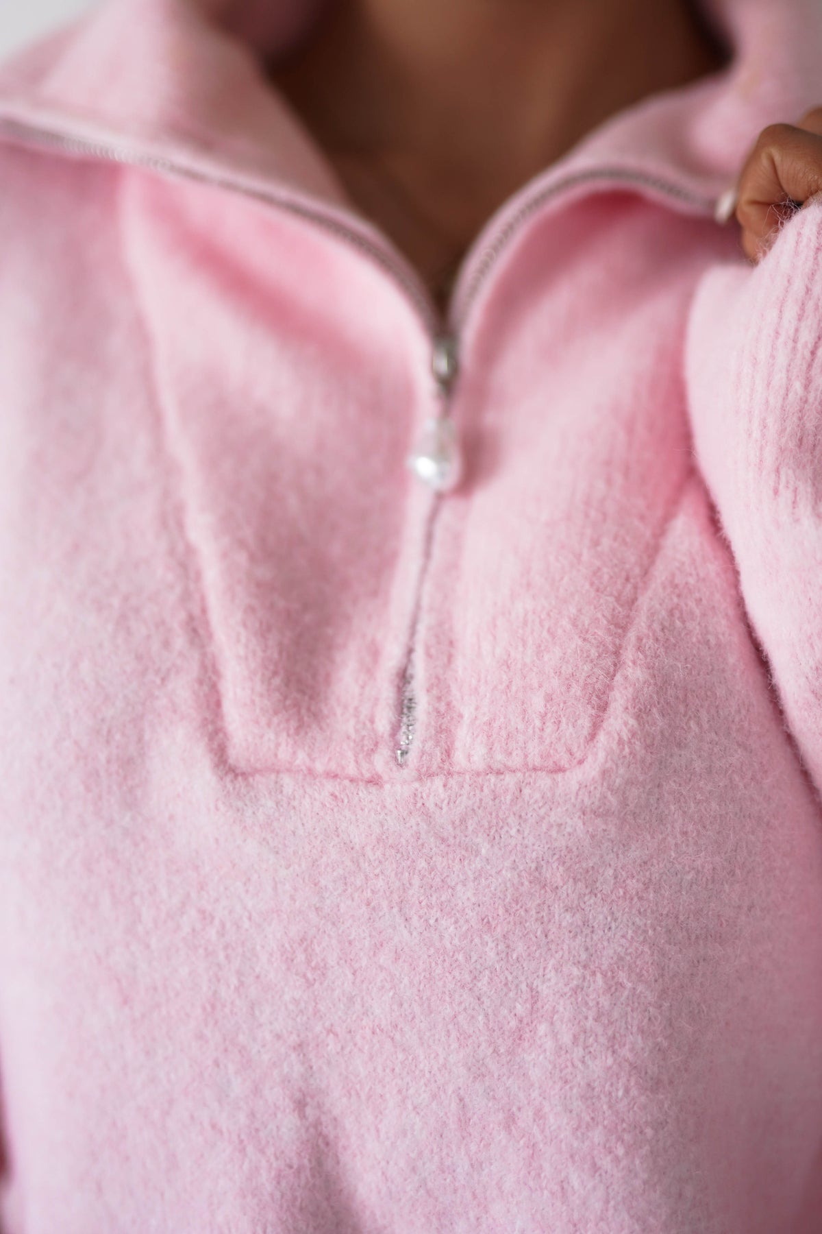 Chaney Half Pink Zip Jumper | Pink-Oh Hello Clothing