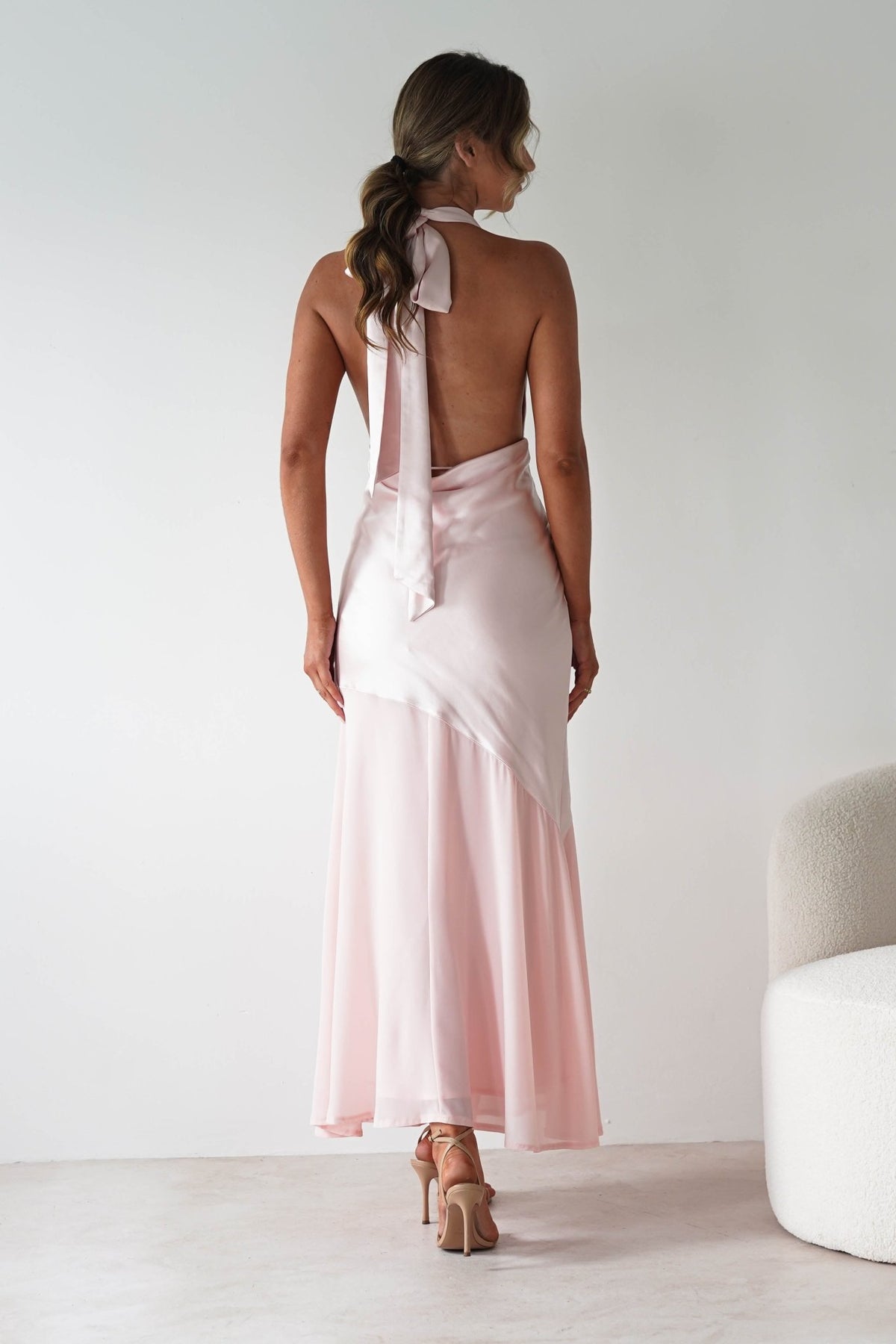 Cheree Silky Halterneck Maxi Dress | Pink-Oh Hello Clothing