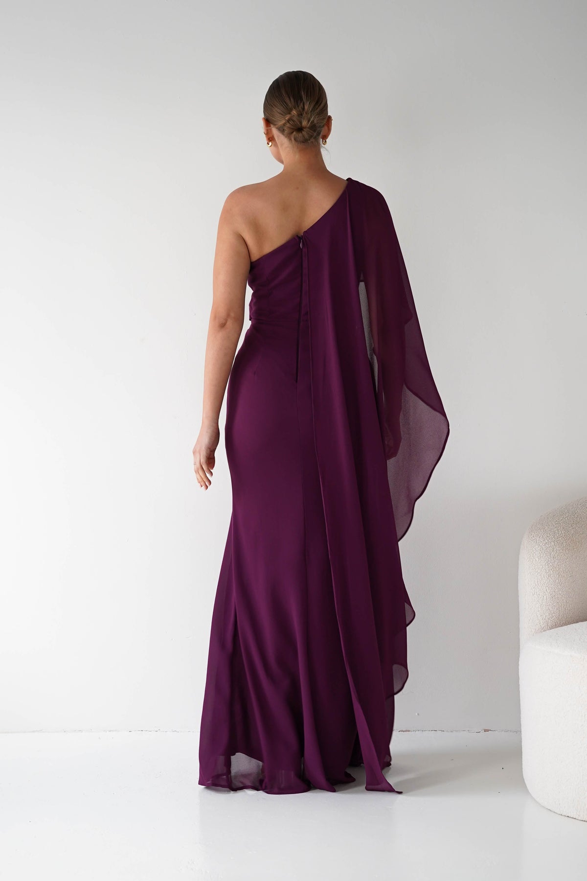 Criselda One Shoulder Chiffon Maxi Dress | Plum-Oh Hello Clothing