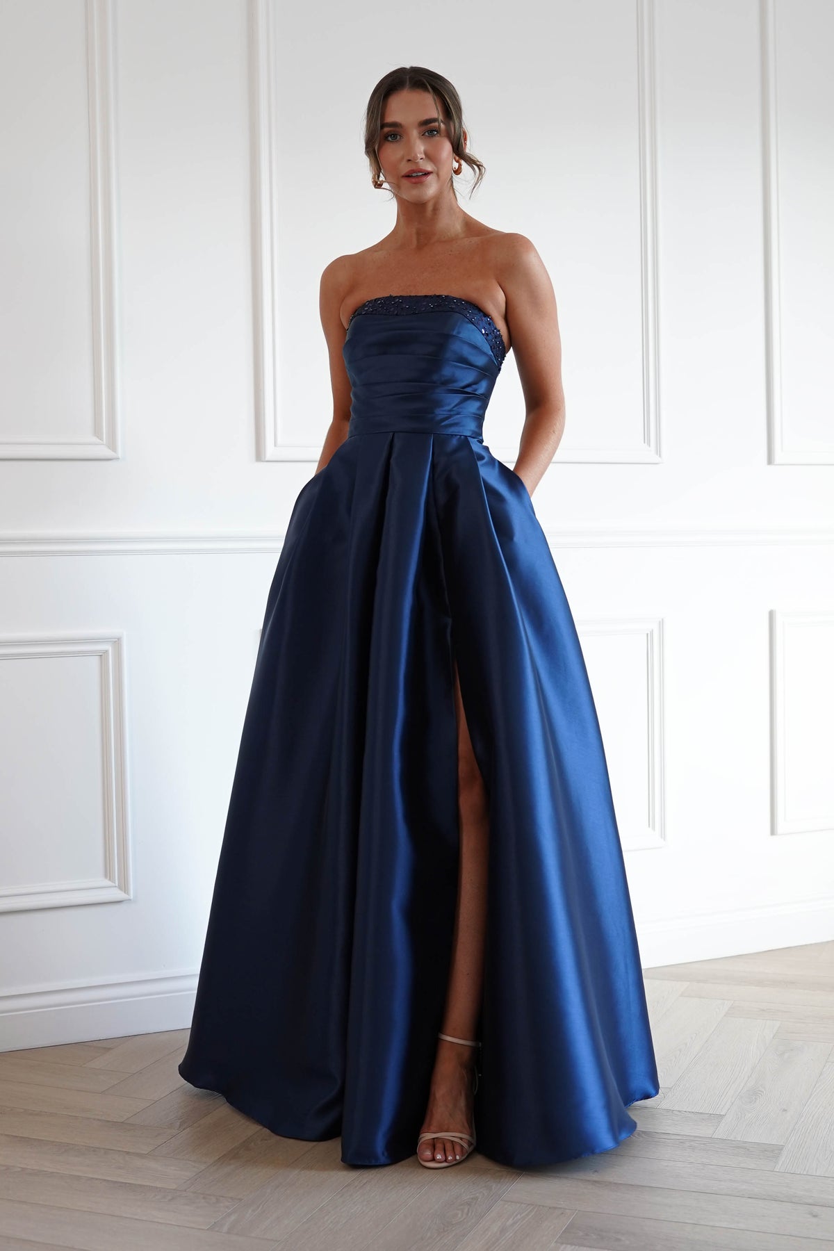 Oh Hello Clothing Women > Clothing > Dresses *DONE-F&P| 835190| NAVY GOWN WITH SEQUIN DETAIL(Copy)