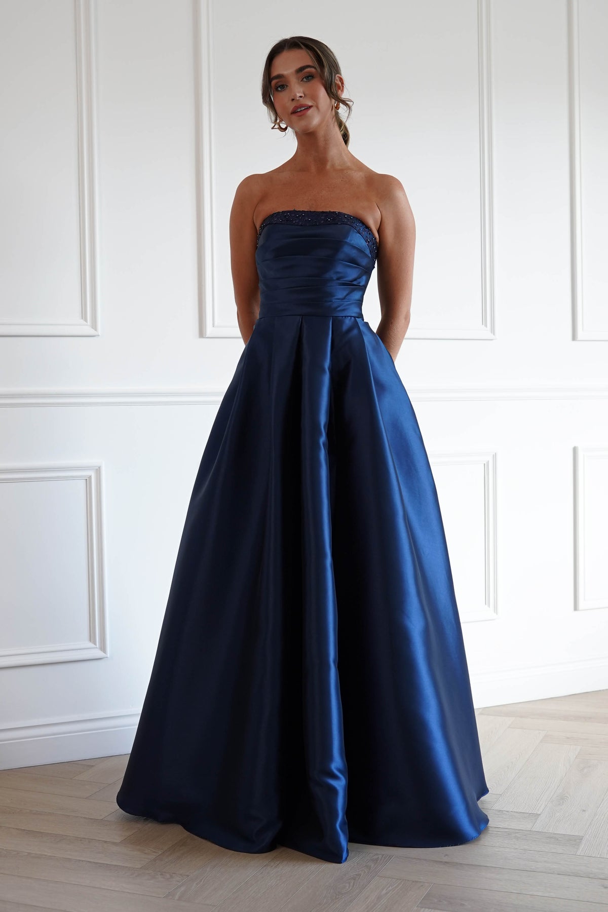 Oh Hello Clothing Women > Clothing > Dresses *DONE-F&P| 835190| NAVY GOWN WITH SEQUIN DETAIL(Copy)
