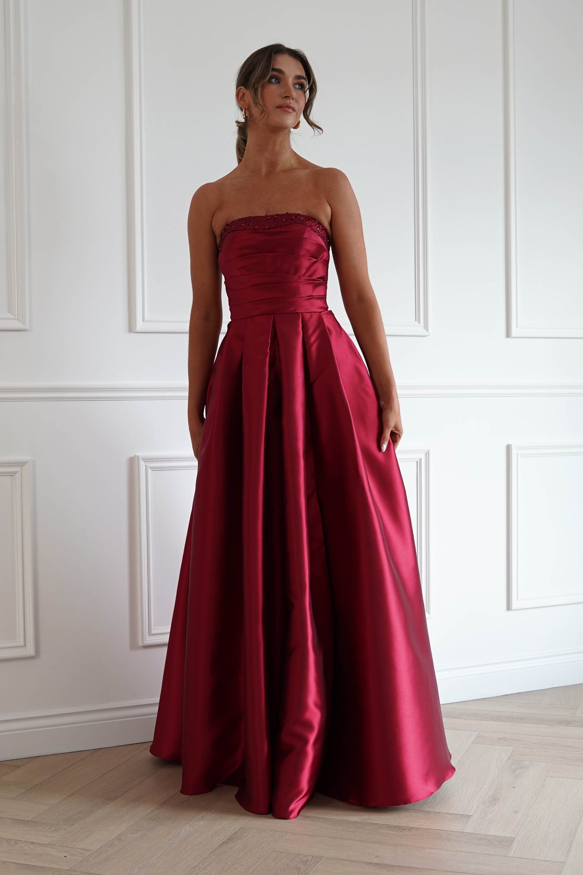 Oh Hello Clothing Women > Clothing > Dresses *DONE-F&P| 835190| RED GOWN WITH SEQUIN DETAIL