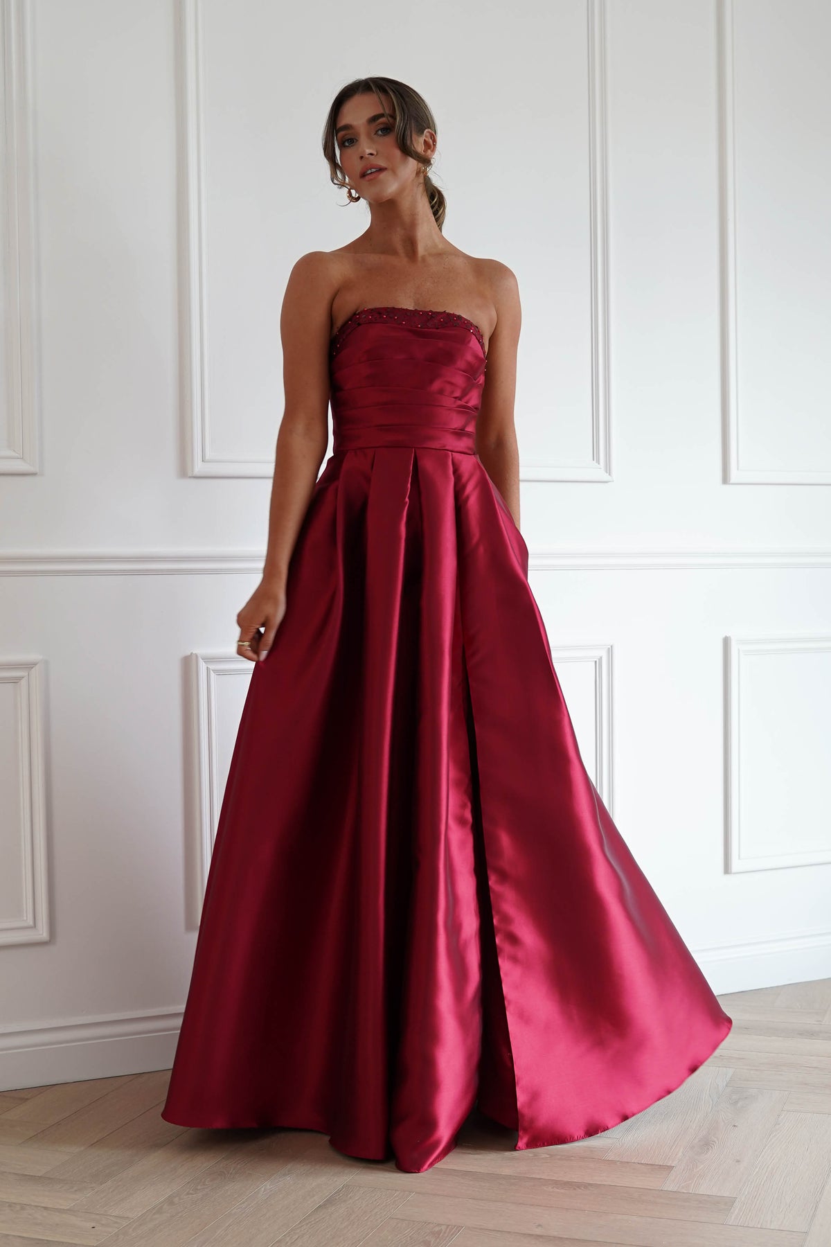 Oh Hello Clothing Women > Clothing > Dresses *DONE-F&P| 835190| RED GOWN WITH SEQUIN DETAIL