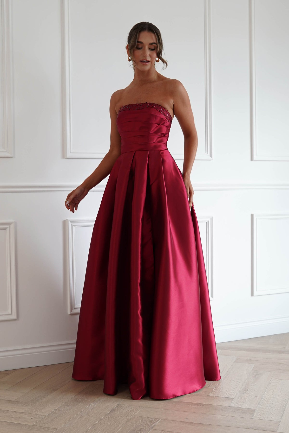 Oh Hello Clothing Women > Clothing > Dresses *DONE-F&P| 835190| RED GOWN WITH SEQUIN DETAIL