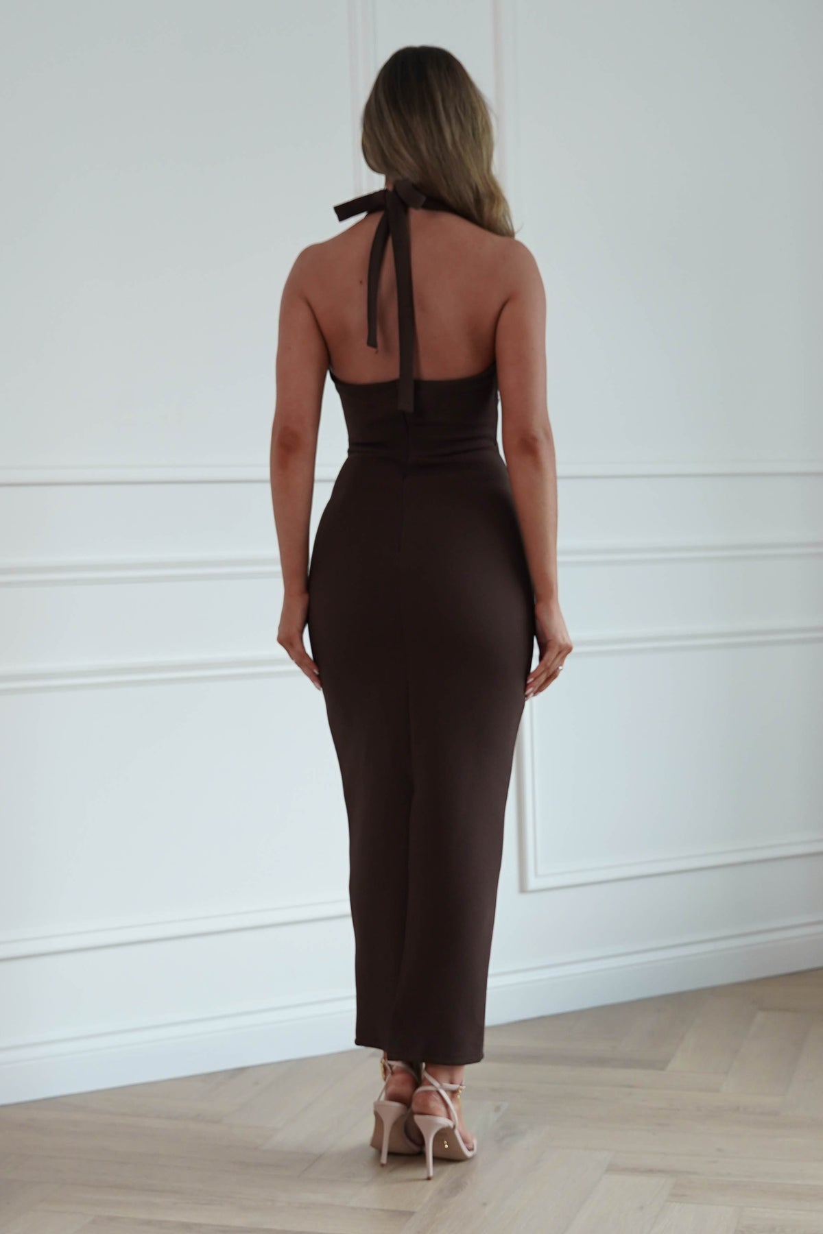 Oh Hello Clothing Women > Clothing > Dresses * DONE - LILYWHYT| CM6335D05 | Brown halterneck midi dress (Copy)