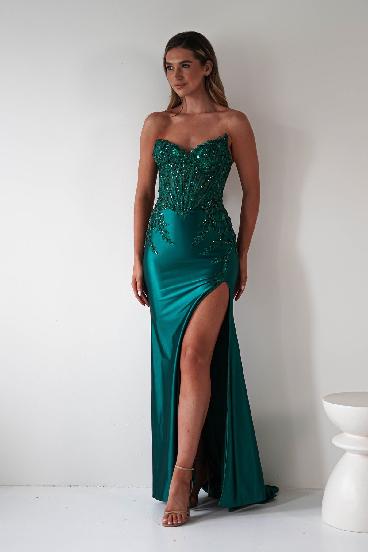 Dallas Luxe Embellished Gown | Emerald Green-Oh Hello Clothing