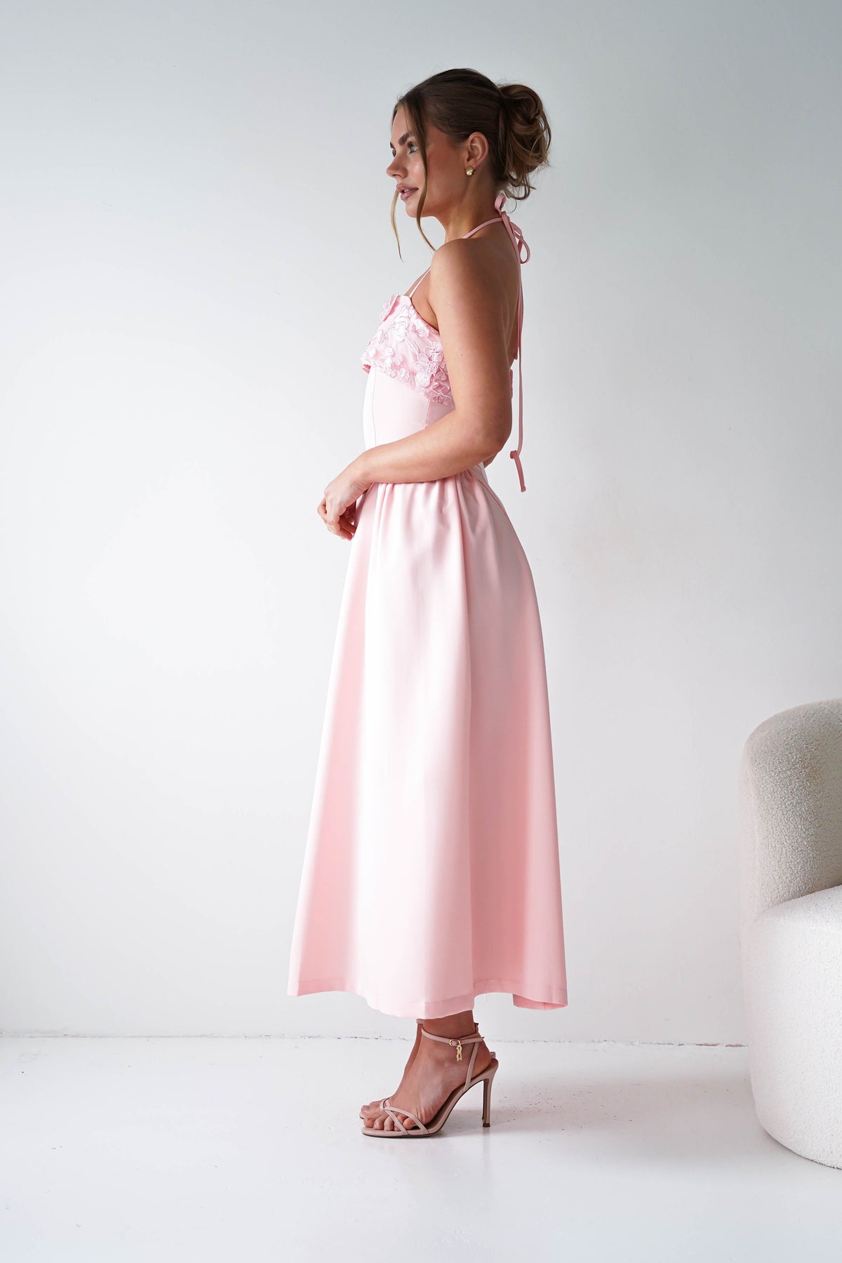 Daphne Embroidered Floral Midaxi Dress | Pink-Oh Hello Clothing