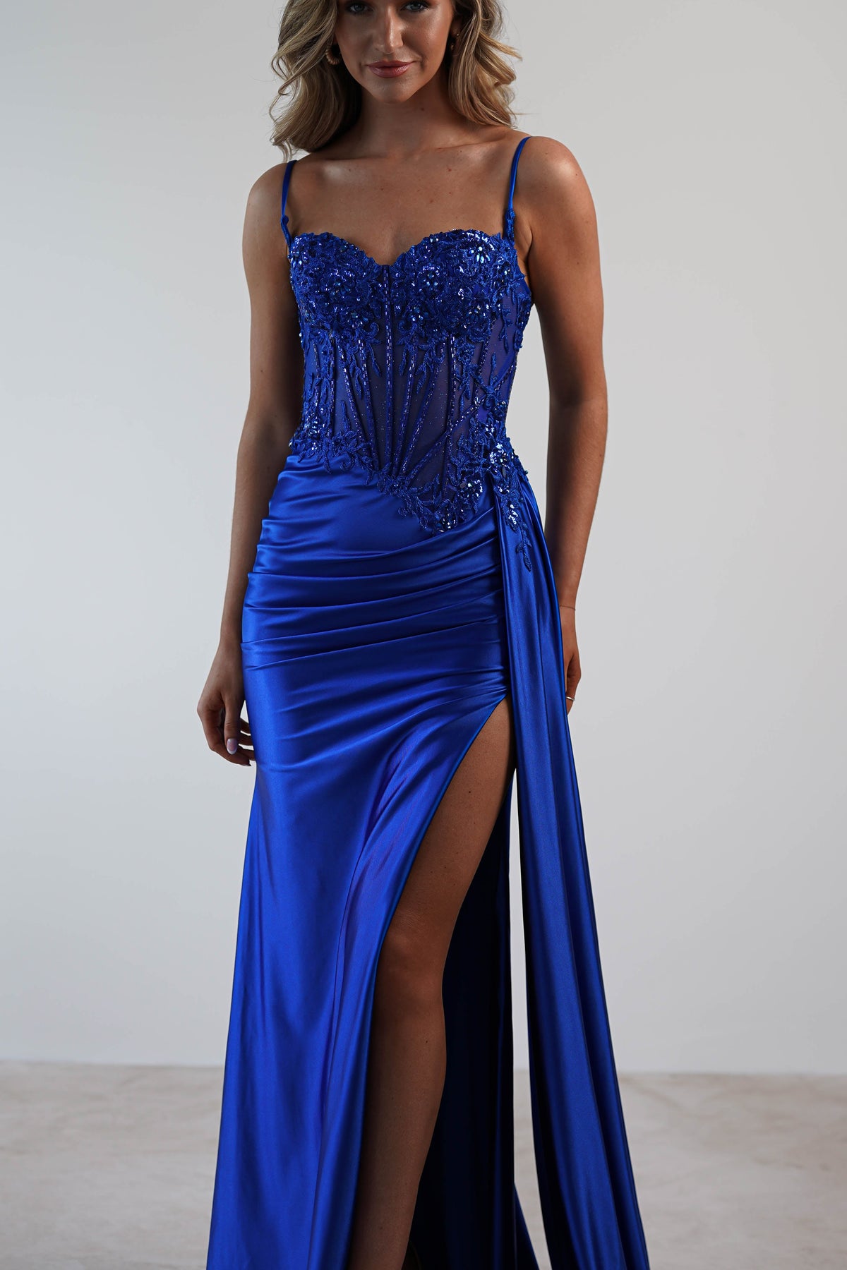Diva Embellished Corset Gown | Royal Blue-Oh Hello Clothing