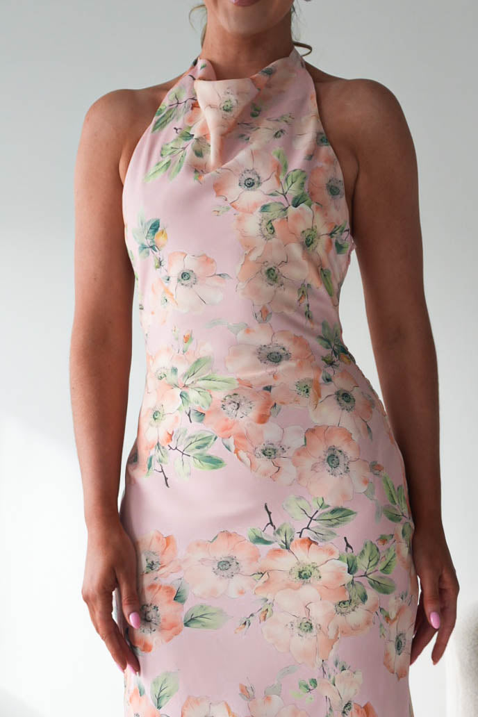 Elaina Halternack Floral Maxi Dress | Peach/Sage-Oh Hello Clothing