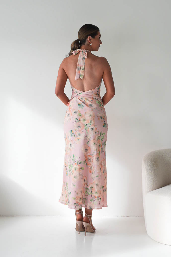 Elaina Halternack Floral Maxi Dress | Peach/Sage-Oh Hello Clothing