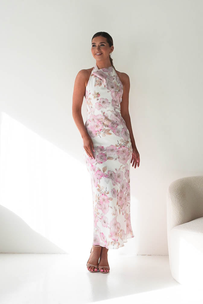 Elaina Halternack Floral Maxi Dress | Pink Print-Oh Hello Clothing