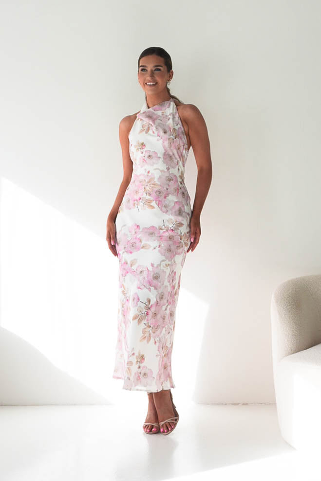 Elaina Halternack Floral Maxi Dress | Pink Print-Oh Hello Clothing
