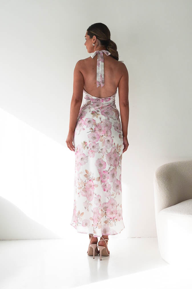 Elaina Halternack Floral Maxi Dress | Pink Print-Oh Hello Clothing