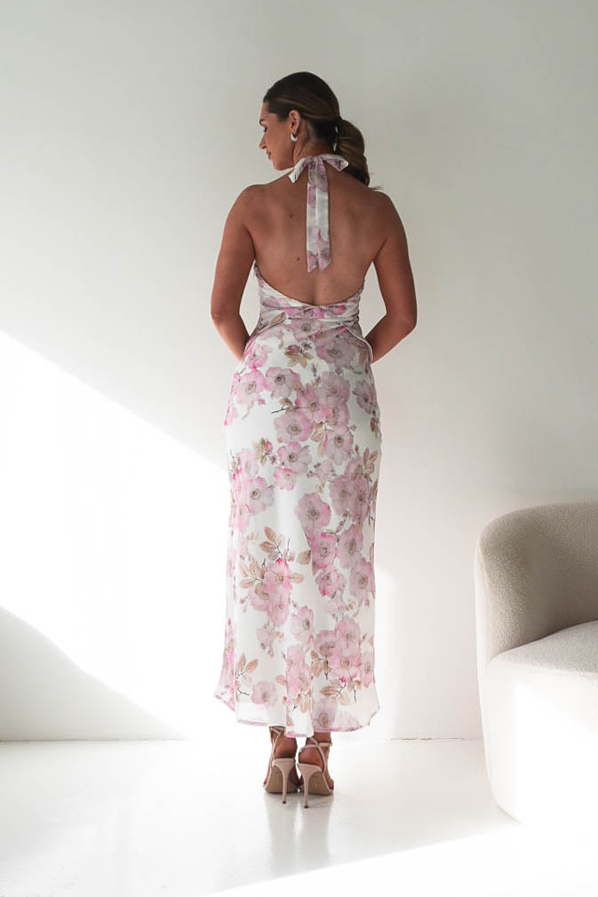Elaina Halternack Floral Maxi Dress | Pink Print-Oh Hello Clothing