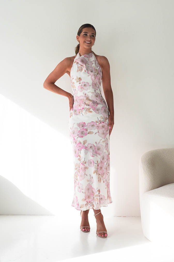 Elaina Halternack Floral Maxi Dress | Pink Print-Oh Hello Clothing