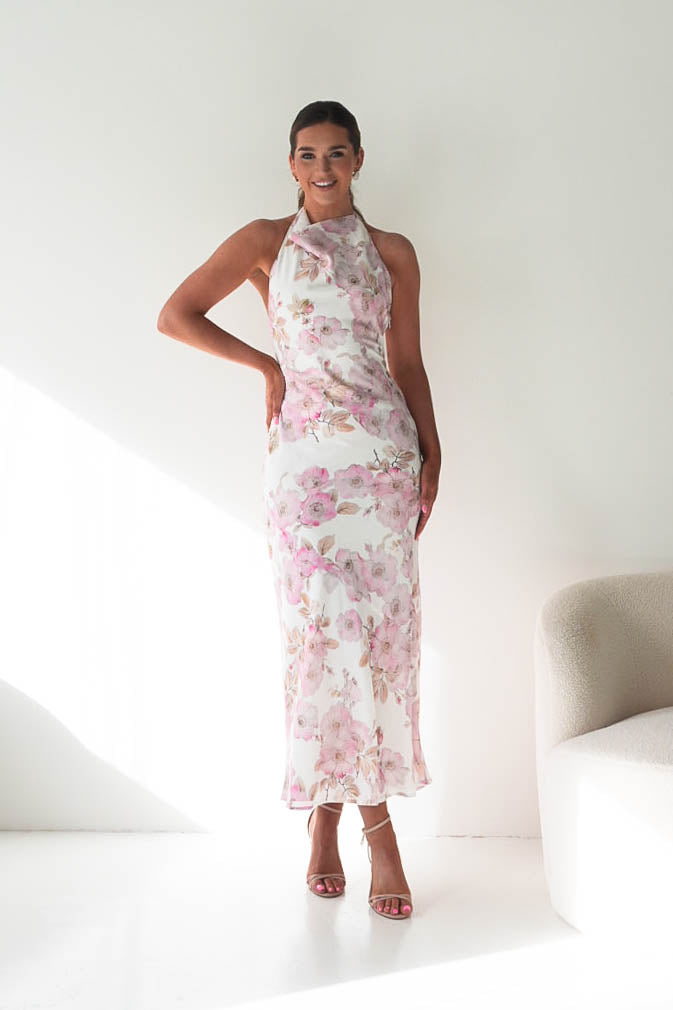 Elaina Halternack Floral Maxi Dress | Pink Print-Oh Hello Clothing