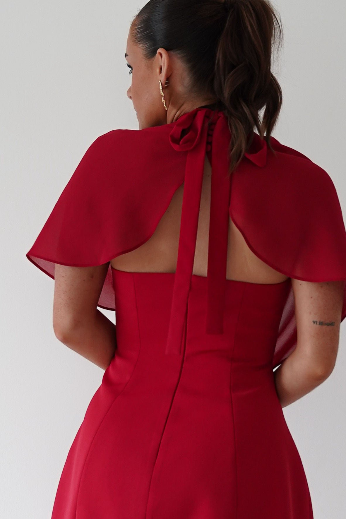 Oh Hello Clothing Top ONE SIZE Elegant Draped Cape | Red