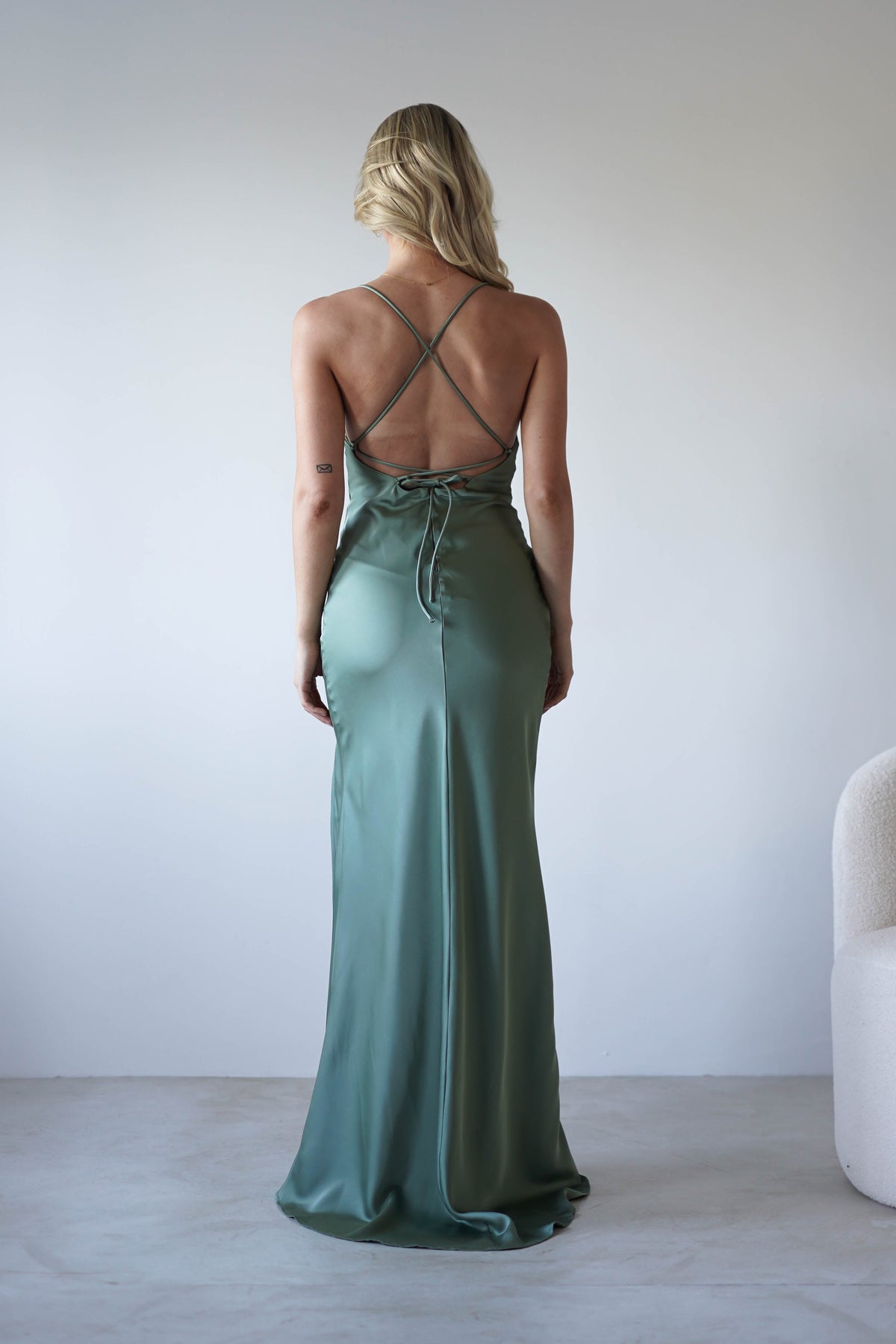 Elsa Matte Satin Maxi Gown | Olive-Oh Hello Clothing