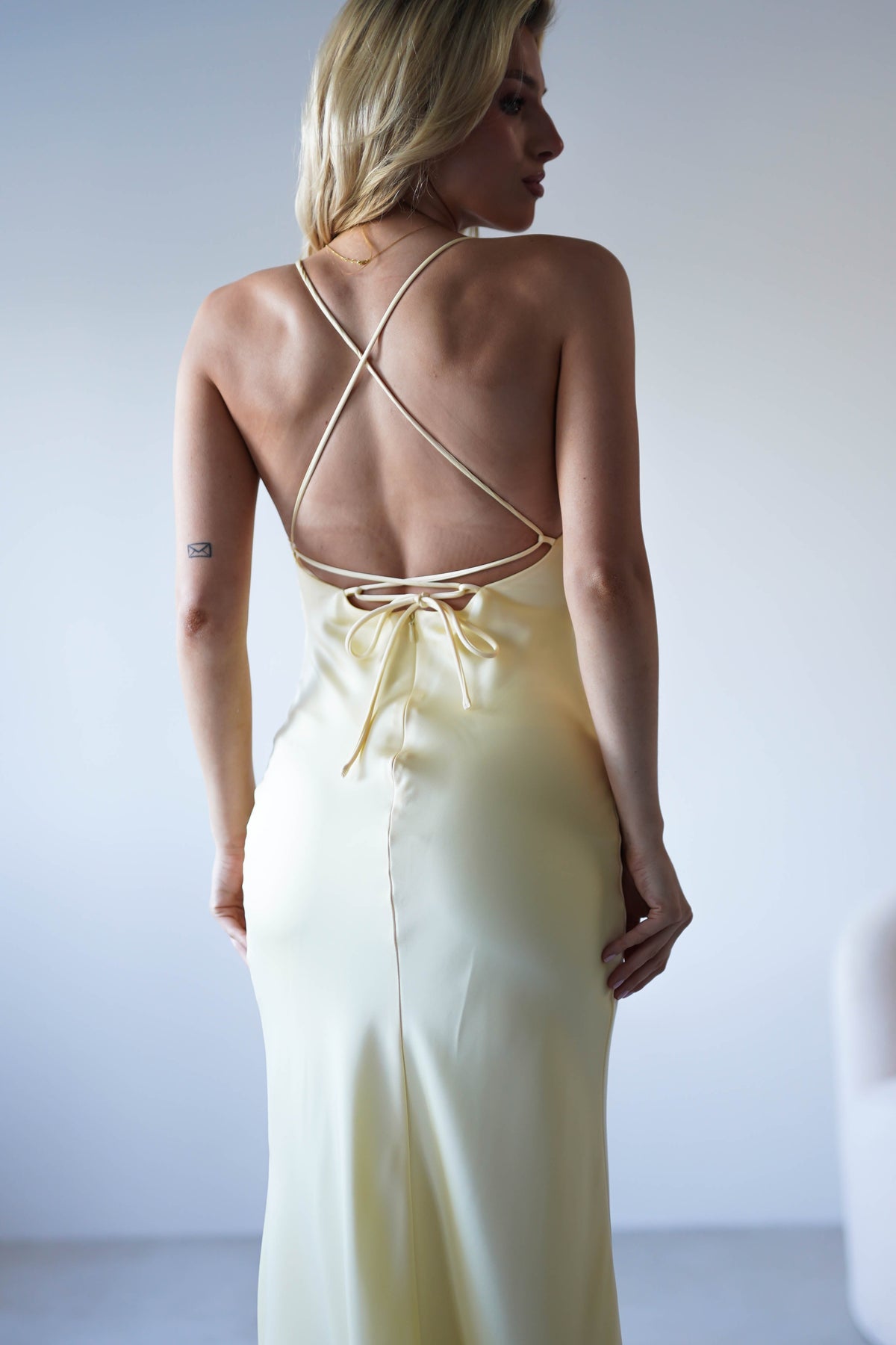 Elsa Matte Satin Maxi Gown | Yellow-Oh Hello Clothing