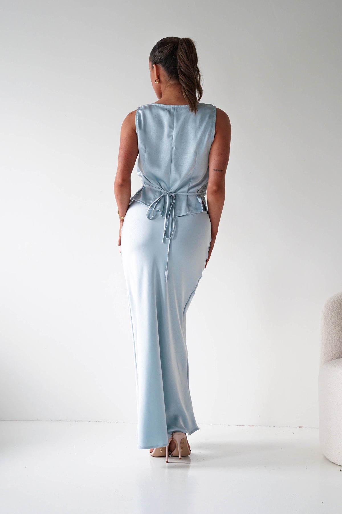 Elsa Satin Set With Lace Detail | Blue-Oh Hello Clothing
