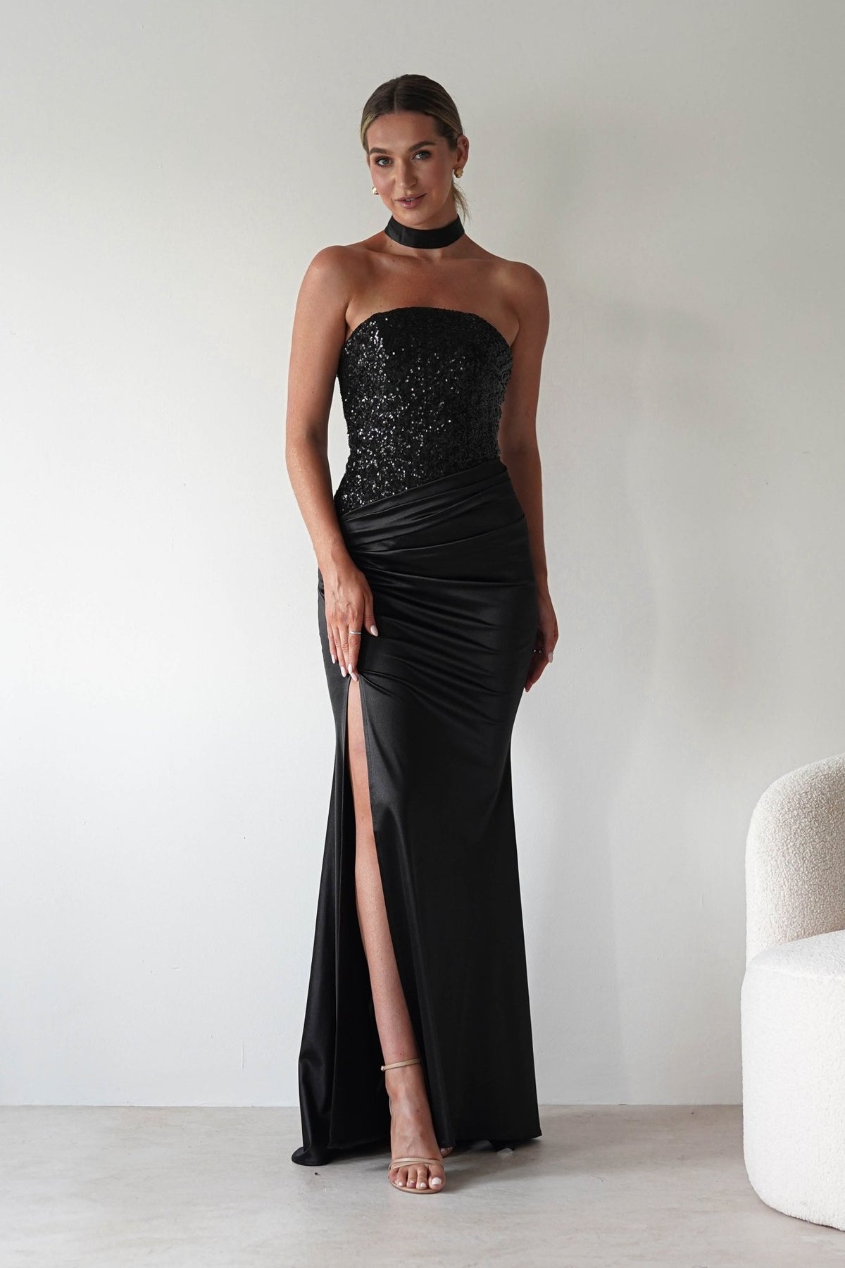 Elysia Sequin Embellished Bodice Gown | Black-Oh Hello Clothing