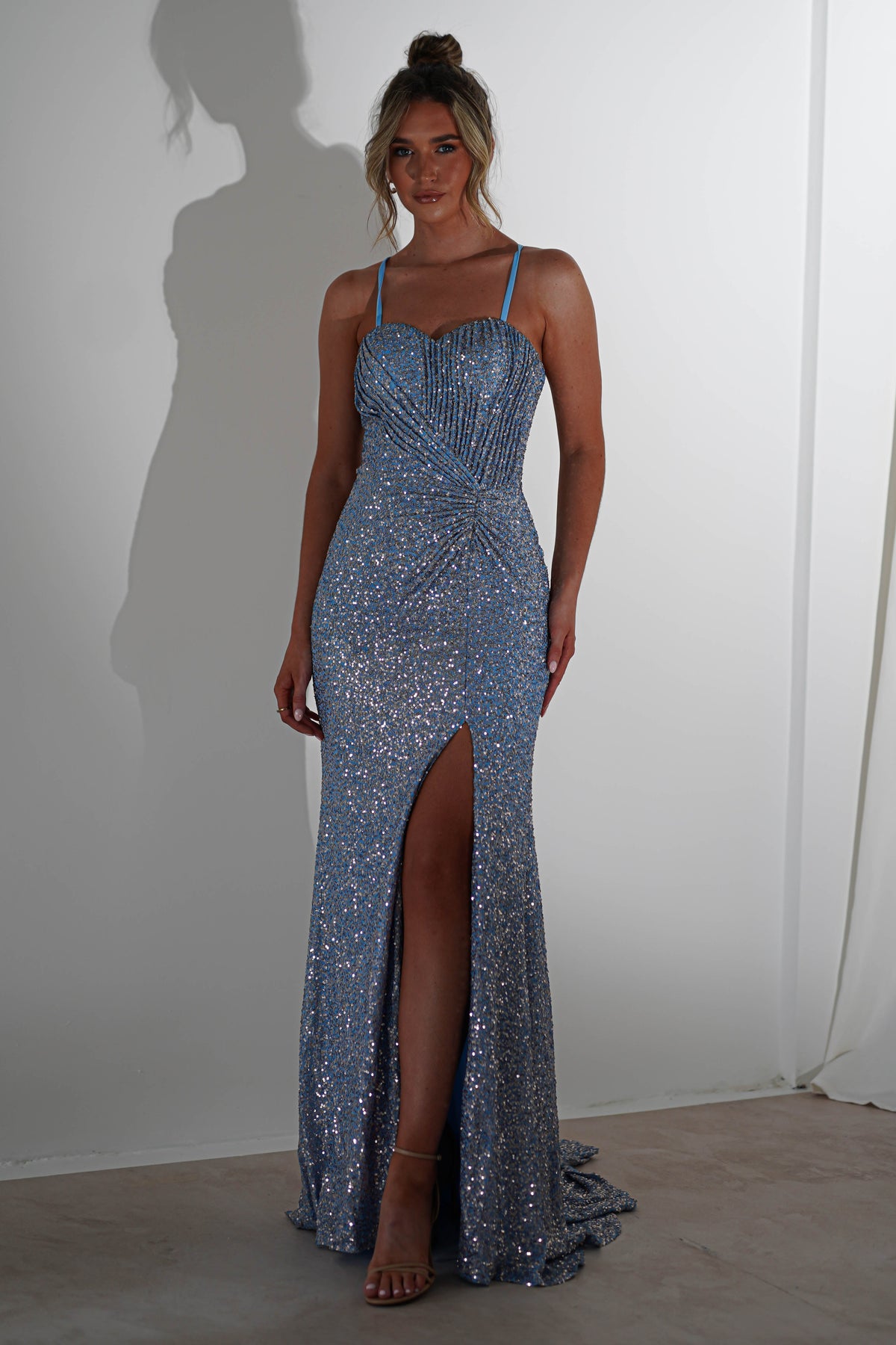 Ember Bodycon Sequin Gown | Slate Blue-Oh Hello Clothing