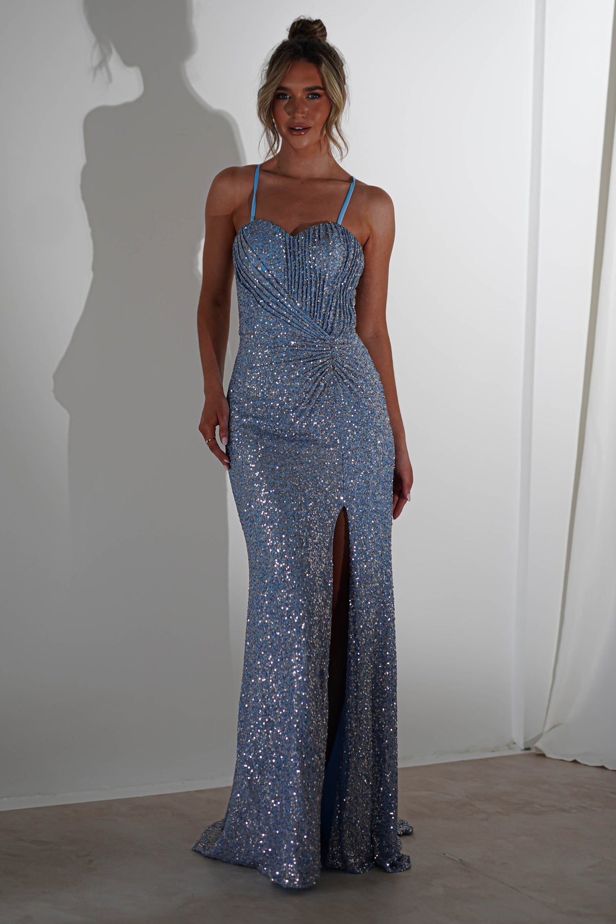 Ember Bodycon Sequin Gown | Slate Blue-Oh Hello Clothing