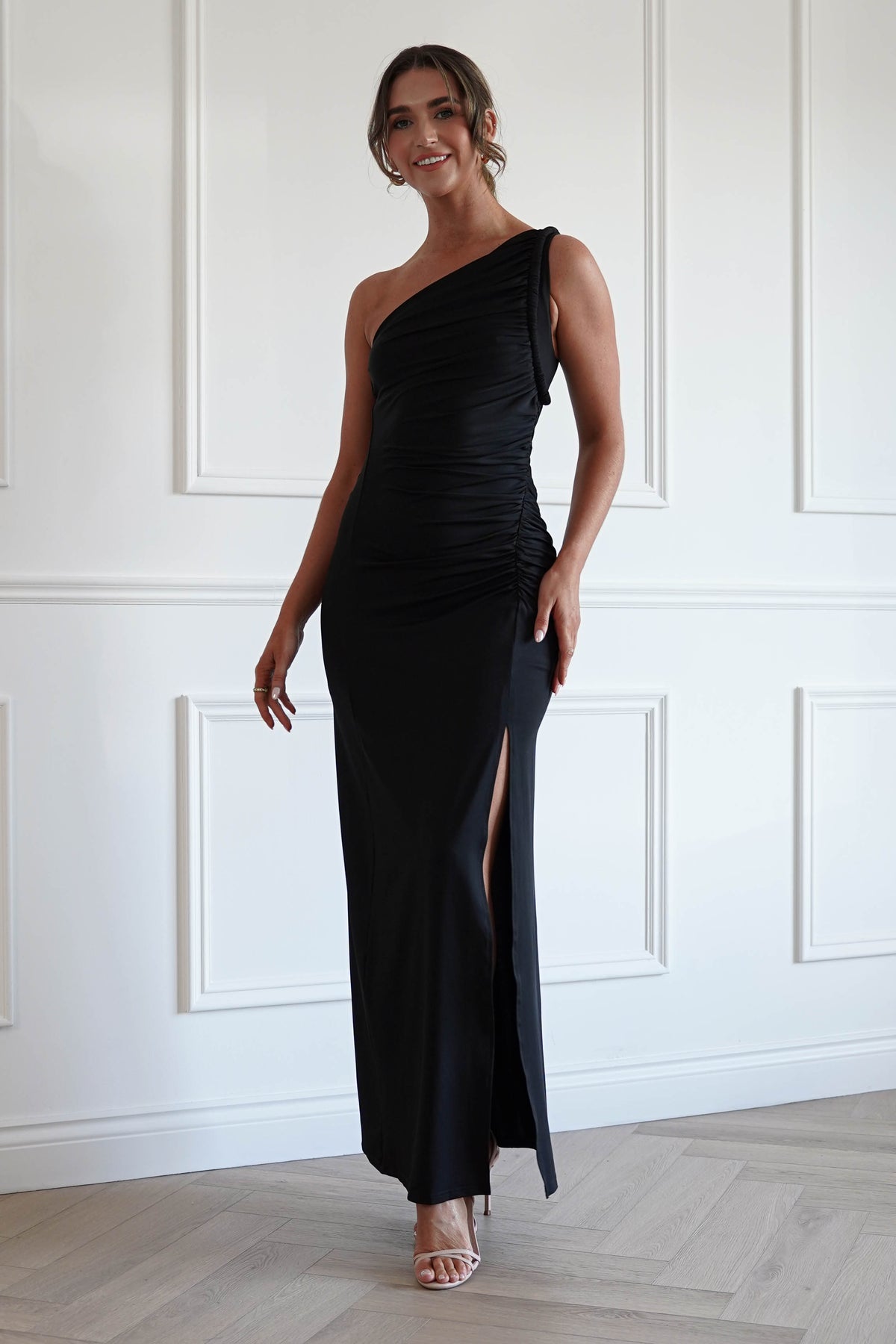 Emery One Shoulder Maxi Dress in Black