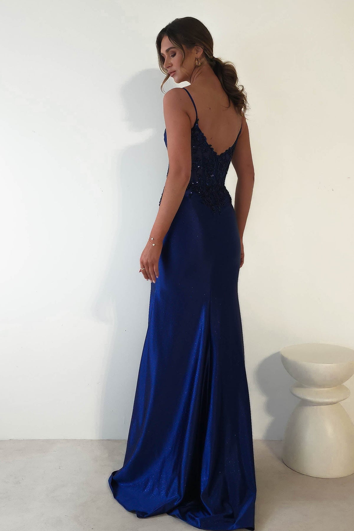 Eternity Glitter Bodycon Gown | Midnight Blue-Oh Hello Clothing