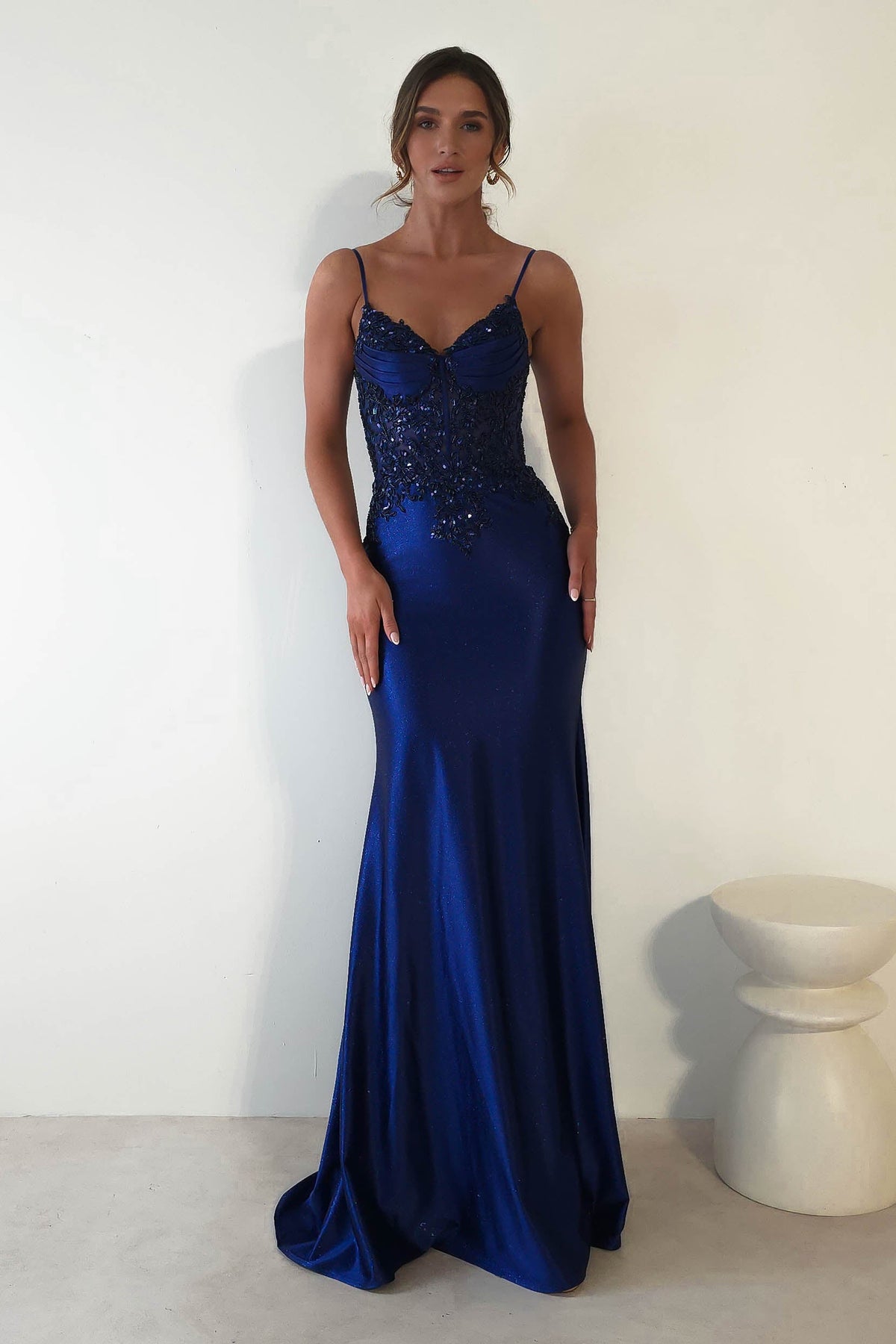 Eternity Glitter Bodycon Gown | Midnight Blue-Oh Hello Clothing