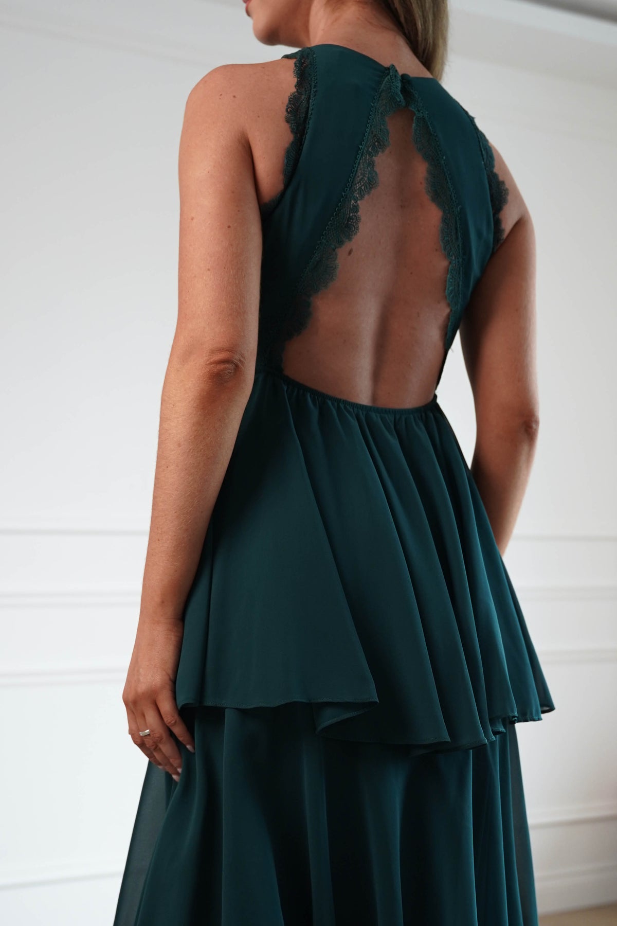 Oh Hello Clothing Women > Clothing > Dresses Ferne Lace Detail Tiered Maxi Dress | Green