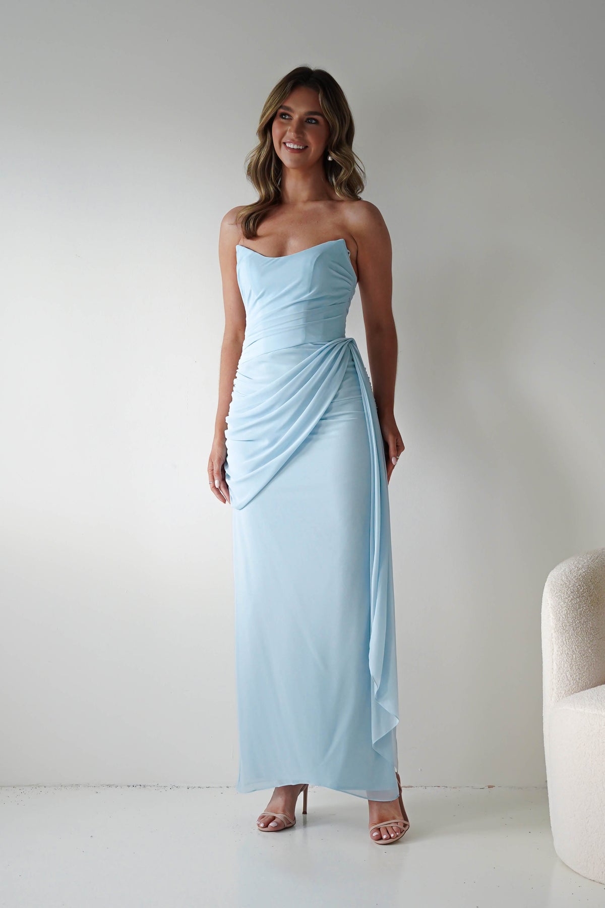 Finn Strapless Draped Maxi Dress | Blue-Oh Hello Clothing