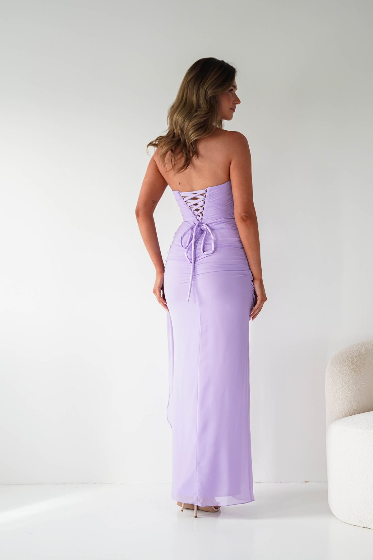 Finn Strapless Draped Maxi Dress | Lavender-Oh Hello Clothing