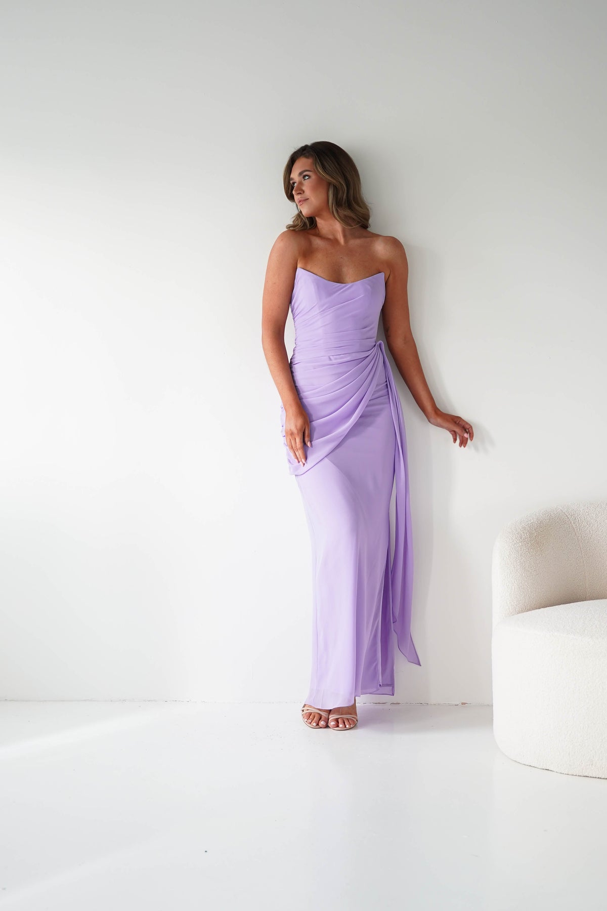 Finn Strapless Draped Maxi Dress | Lavender-Oh Hello Clothing