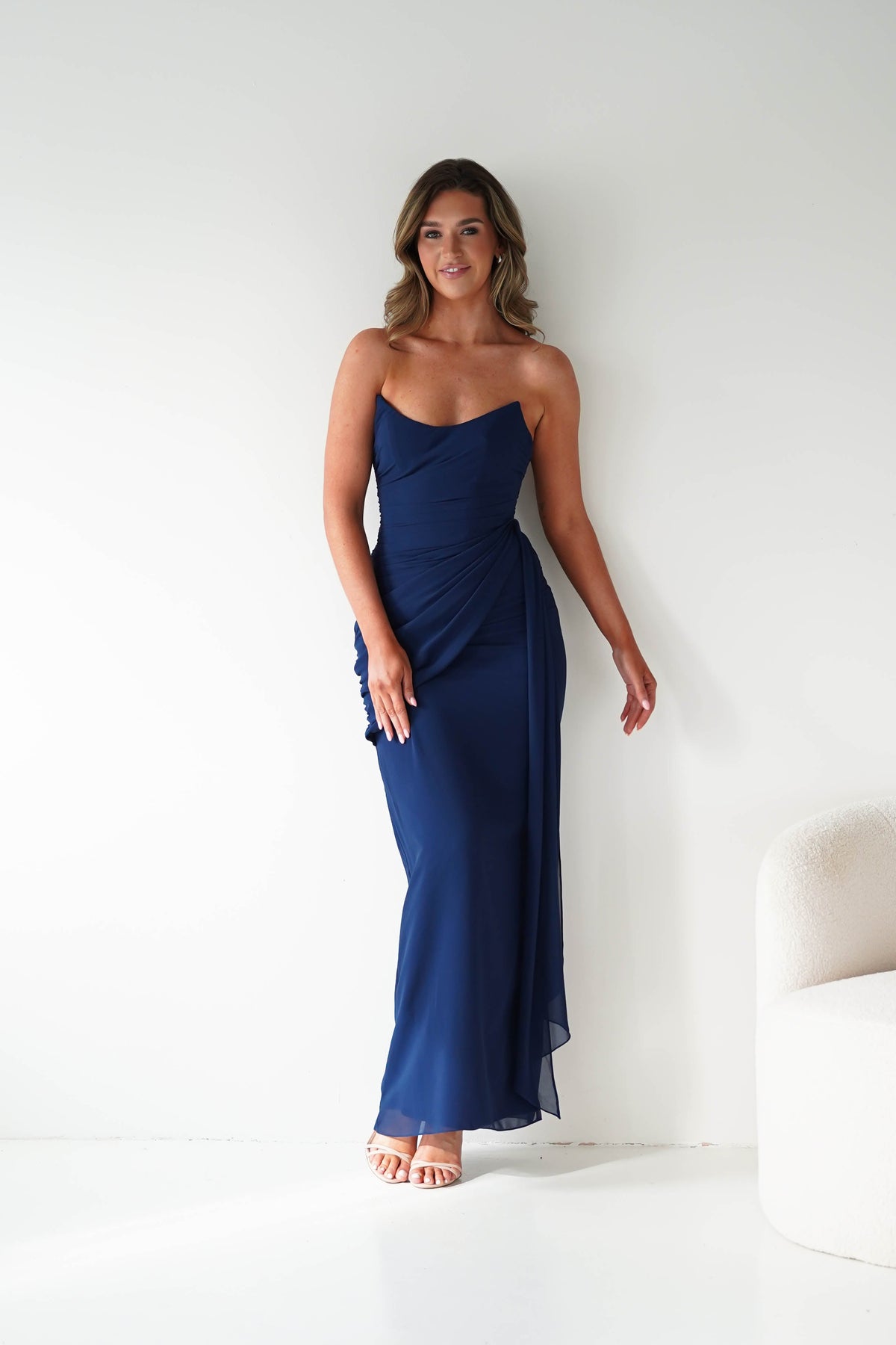 Finn Strapless Draped Maxi Dress | Navy-Oh Hello Clothing
