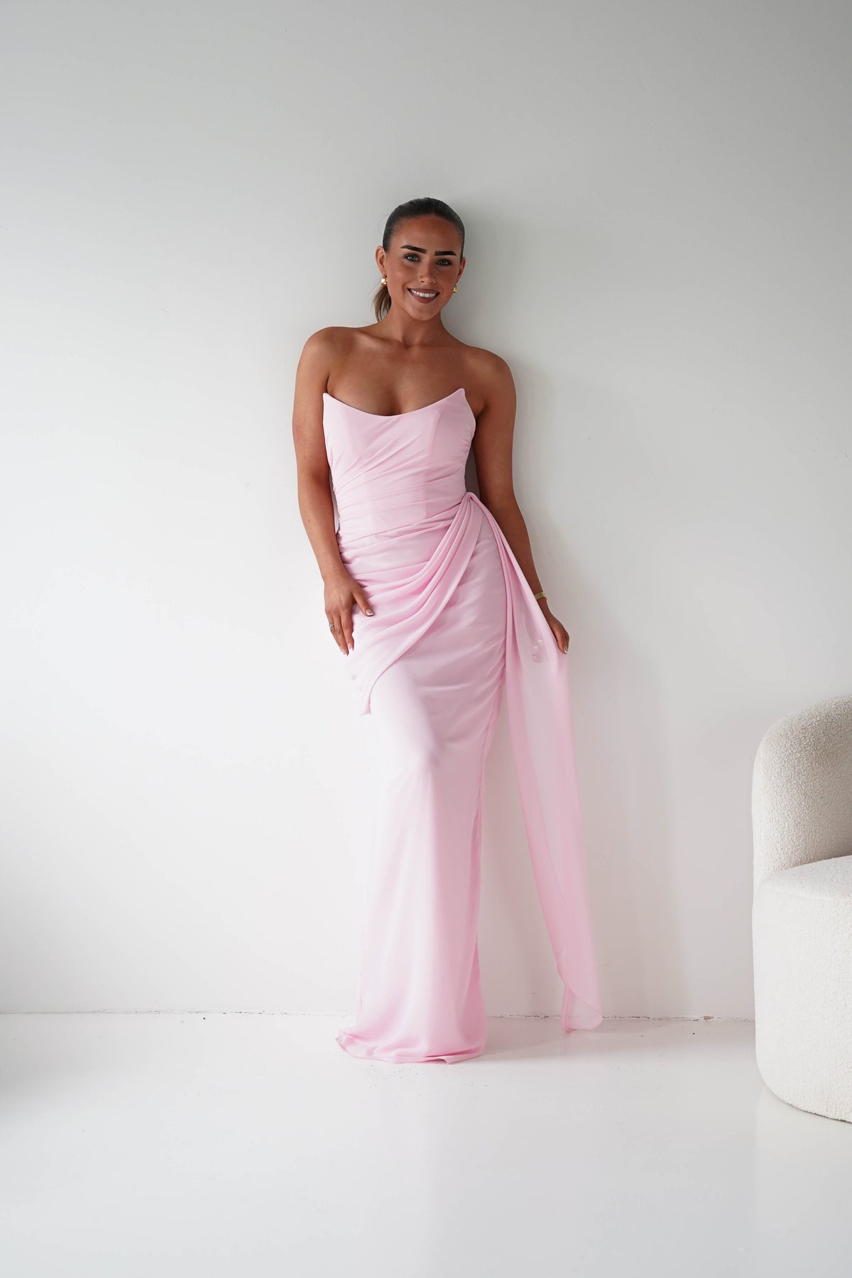 Finn Strapless Draped Maxi Dress | Pink-Oh Hello Clothing