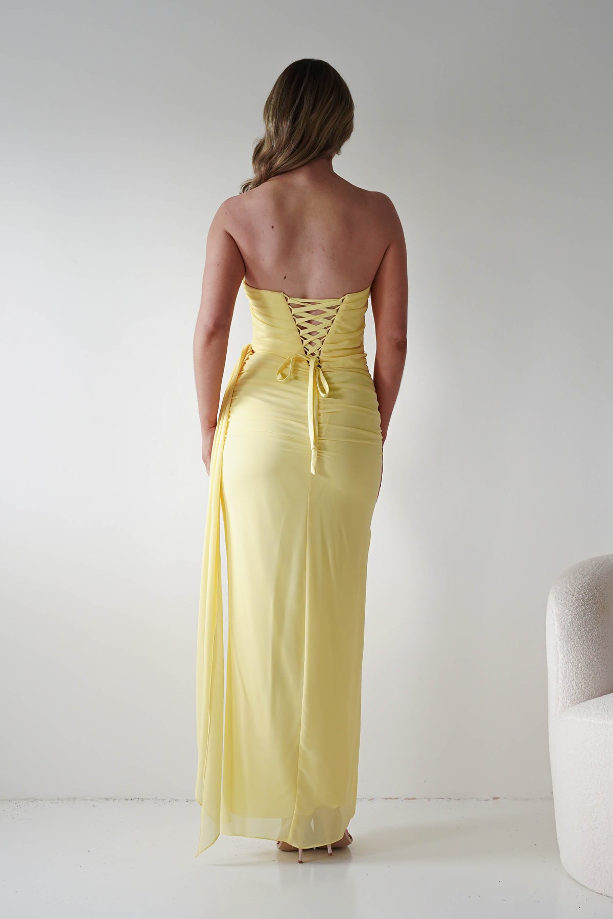 Finn Strapless Draped Maxi Dress | Yellow-Oh Hello Clothing