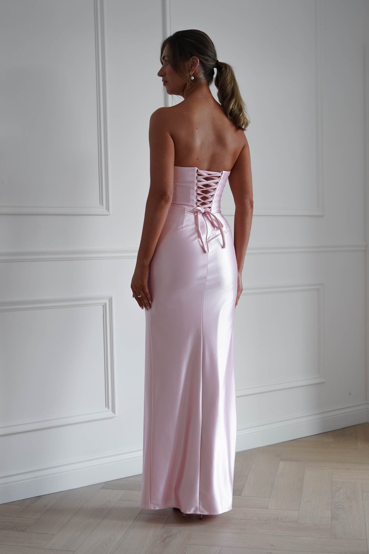 Flo Satin Lace Detail Maxi Dress | Pink-Oh Hello Clothing