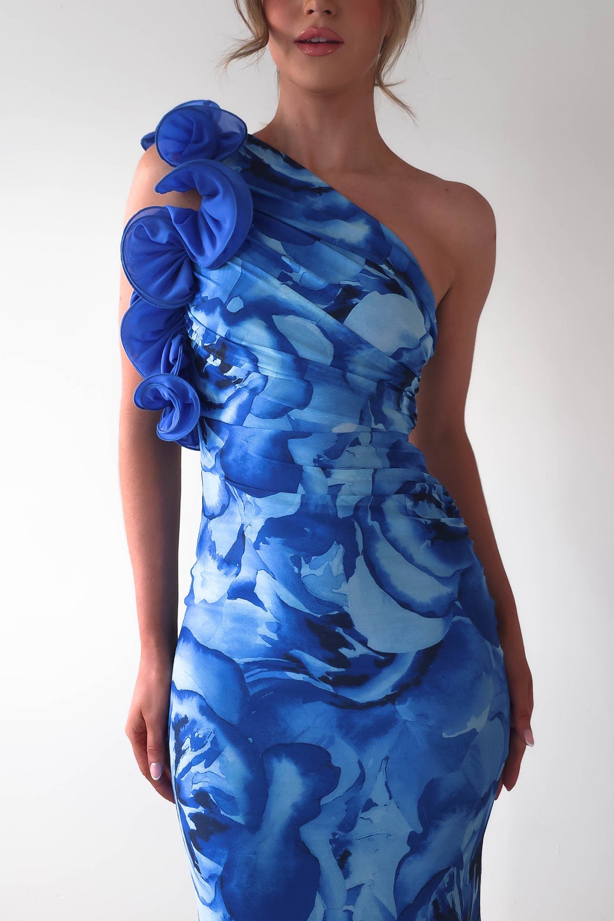 Genie Ruffle Floral Printed Maxi Dress | Blue-Oh Hello Clothing