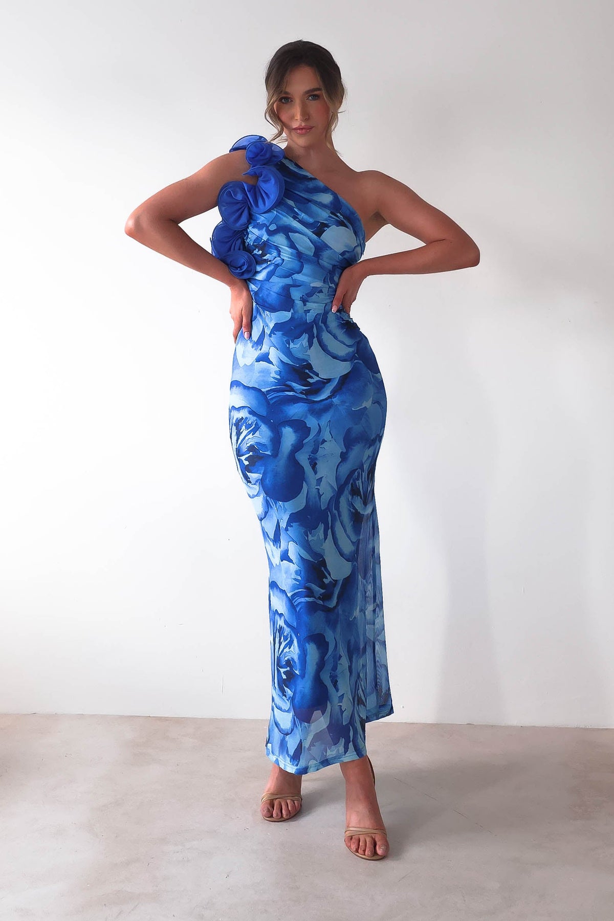Genie Ruffle Floral Printed Maxi Dress | Blue-Oh Hello Clothing
