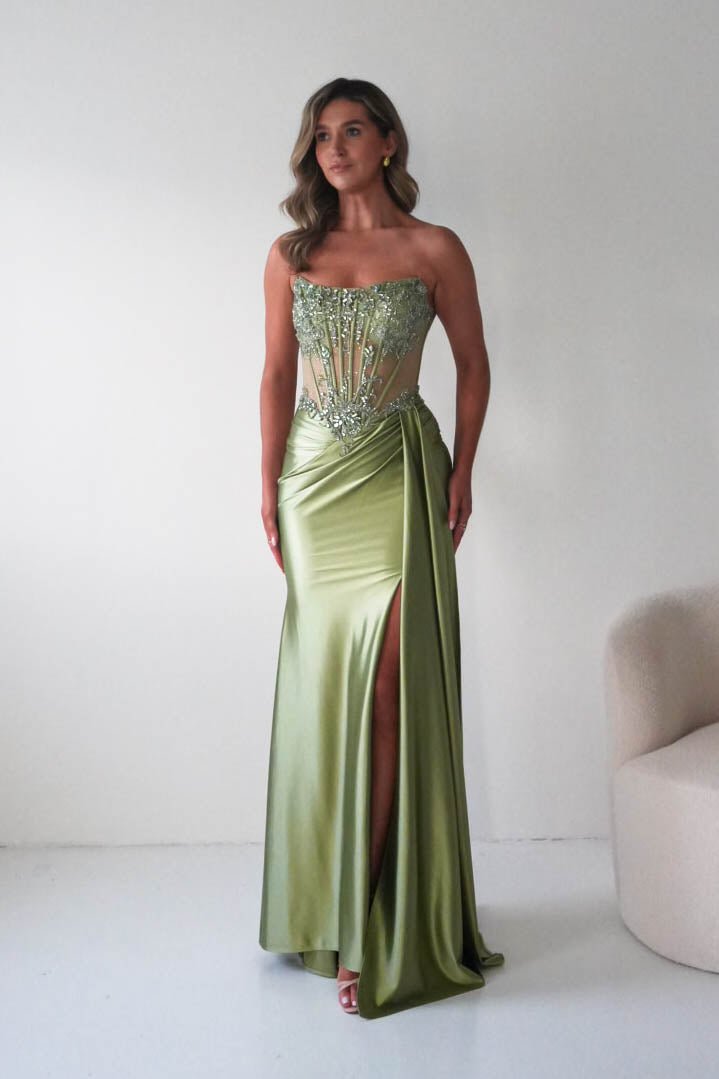 Ginny Embellished Corset Gown | Green-Oh Hello Clothing