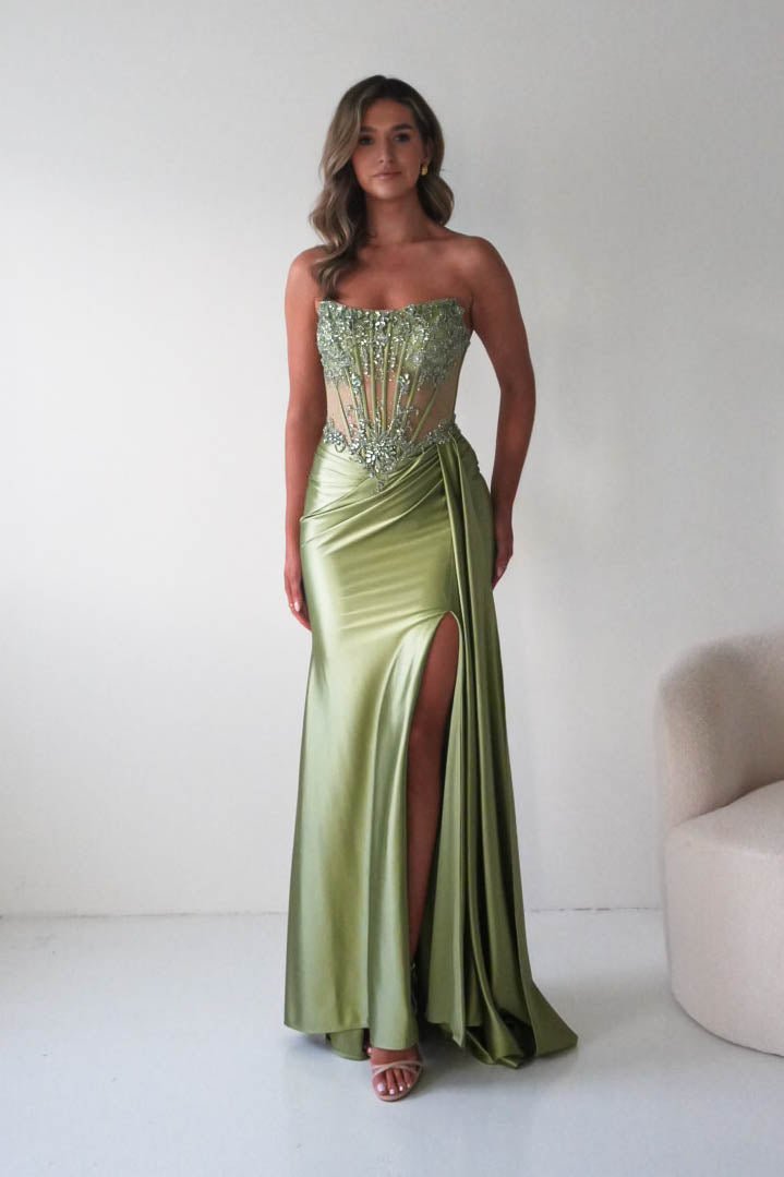 ginny and georgia green dress Embellished Corset Gown Shimmer
