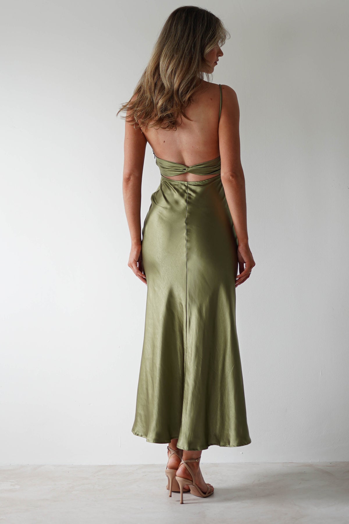 Grace Soft Satin Maxi Dress | Olive-Oh Hello Clothing