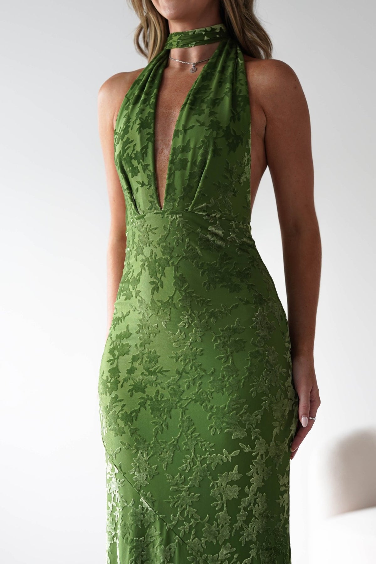 Grayson Floral Jacquard Maxi Dress | Green-Oh Hello Clothing