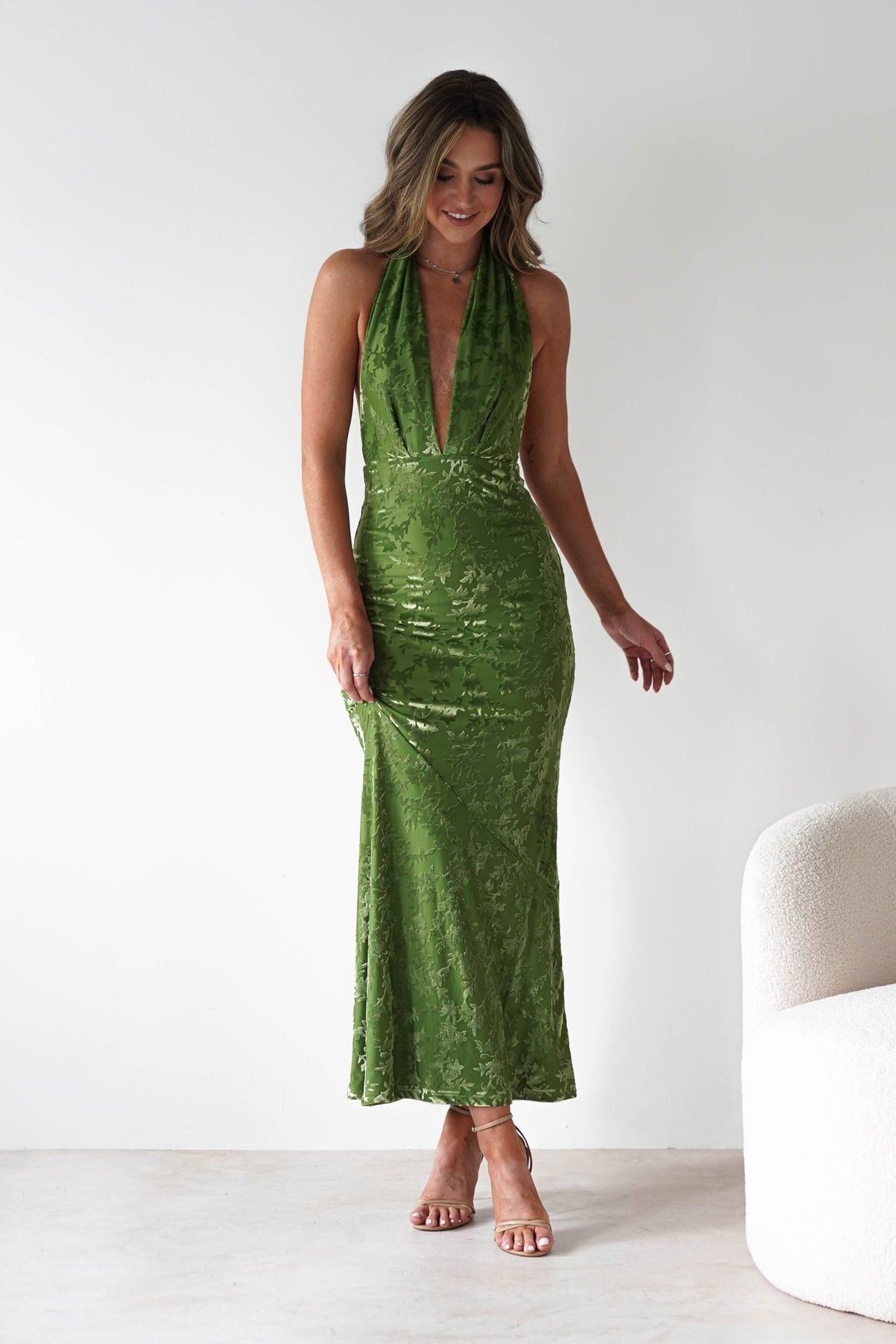 Grayson Floral Jacquard Maxi Dress | Green-Oh Hello Clothing